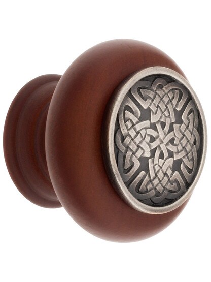 1 1/2 inch Diameter Celtic Isles Knob in Cherry/Antique Pewter.